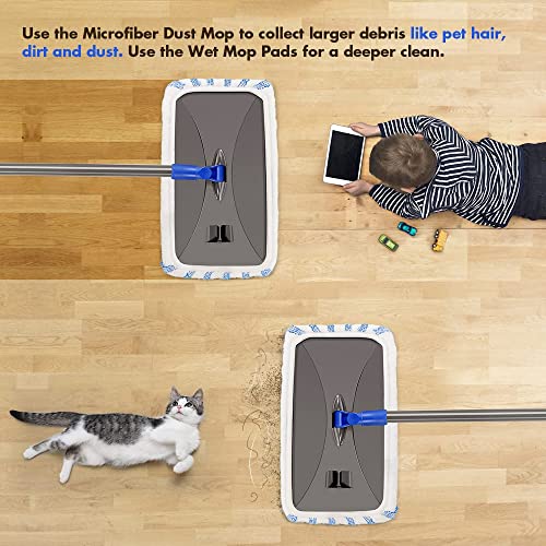 Masthome Microfiber Mop Refills 15x8 inches, 3 Pack, Washable & Reusable Microfiber Mop Pads for Wet and Dry Use, Large Surface Mop Replacement Pads for Flat Mop B076HM59FX, B07RQXR7PN