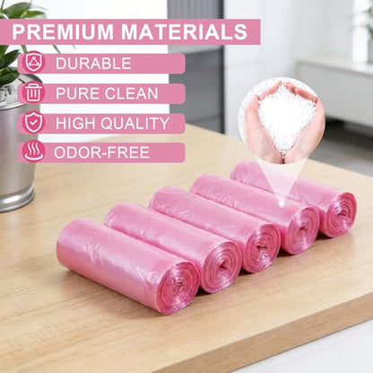 Drawstring Trash Bag 100PCS, Leakproof Small Trash Bags, Unscented Small Garbage Bags, 15 Liter Mini Wastebasket can Liners for Office Bedroom Bathroom, Red - color: 100Red