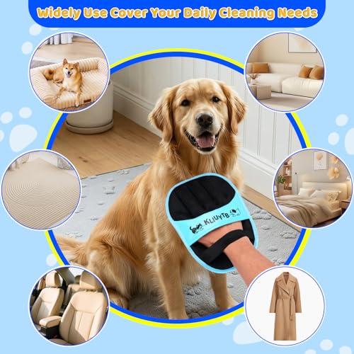 Upgraded Five-Finger Electrostatic Pet Hair Removal Glove for Cats & Dogs, Reusable Magic Brush Effortless Pet Hair Remover Mitt Tool for Couch, Clothing, Carpet, Car Seat, Blue (1 Pack)