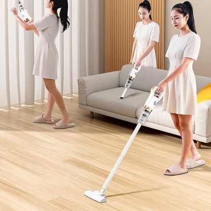 Powerful Cordless Vacuum Cleaner, Quiet Rechargeable Stick Vacuum Electirc Broom Dust Catcher for Pet Hair, Carpet