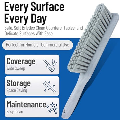 SPARTA Handheld Soft Counter Brush 8 Inch Bristle Span, Multi-Use Dust Brush with 5 Inch Handle for Tables, Countertops, and Delicate Surfaces, Polyester, Gray - color: Gray