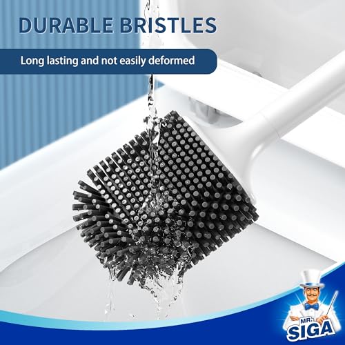 MR.SIGA Toilet Brush and Holder, Wall Mounted Toilet Brush for Bathroom Cleaning, Compact Toilet Brush with Holder Set, White, 1 Pack - color: White