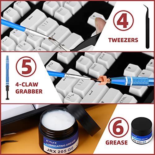 RUNJRX Keyboard Lube Kit JRX 205G0 0.53oz/15g for Mechanical Keyboard Lube, Switch Opener for MX Kailh,Keyboard Tools with Keycap Puller - style: Lube Kit-D
