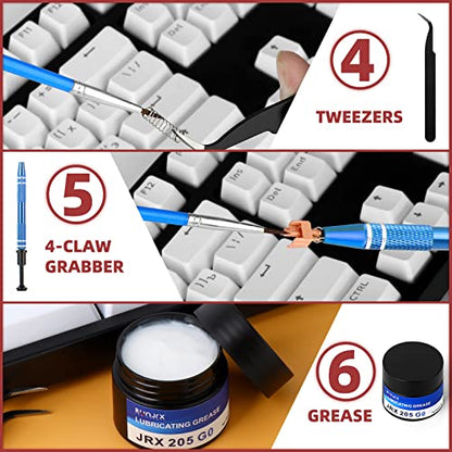 RUNJRX Keyboard Lube Kit JRX 205G0 0.53oz/15g for Mechanical Keyboard Lube, Switch Opener for MX Kailh,Keyboard Tools with Keycap Puller - style: Lube Kit-D