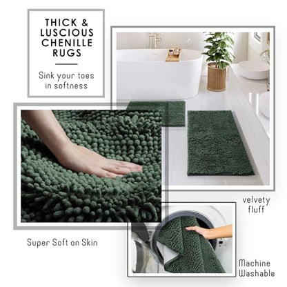 Clara Clark Bathroom Accessories Set - Bathroom Set, Bathroom Sets with Shower Curtain and Rugs, Shower Curtain Set with Bathroom Trash Can - Green - 22PC - color: Hunter Green, size: Complete Set + Bath Rugs