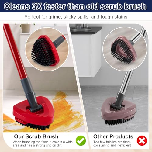 Scrubber Mop Head for Ocedar, Upgrade Scrub Brush for Ocedar, Spin Mop Scrub Brush Head for O Cedar RinseClean 2-Tank, More Bristles Scrub Brush Attachment for Bathroom, Deck, Kitchen Floor Cleaning - size: Scrubber Mop Head-2Tank
