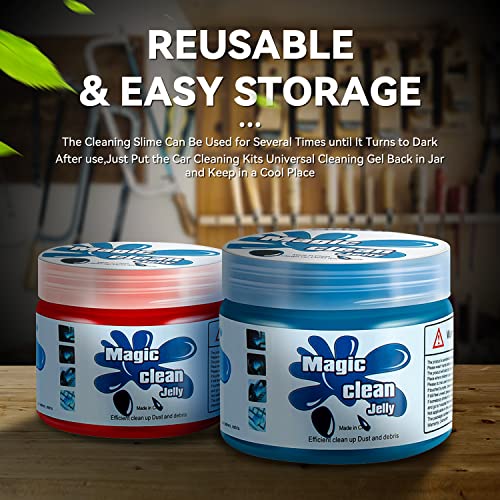 Auto Dynasty 2024 Universal Home/Office Keyboard/Interior Car Air Vent Auto Detailing Slime Cleaner Dust Cleaning Gel Putty Jelly, Pack of 2, Red and Blue - color: Red+Blue, size: 2 Pack