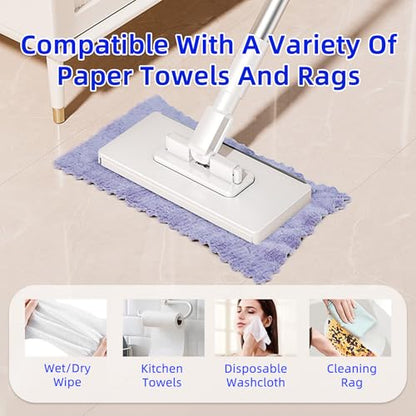Snap On Mini Mop with 39in Handle —INWEJIA Zero-Touch Gap Dust Cleaner & Hands-Free Locking Head, Disposable Lazy Mop Wet and Dry for Kitchen Bathroom Toilet Corners Window Wall Cleaning - size: Mini Mop