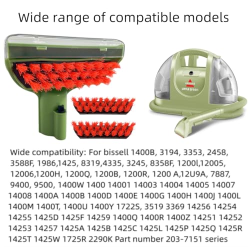 Upgraded 5.3in 1400B Little Green Machine Multi-Purpose Tools Brush Replacement Parts Compatible with 1400B 4075 3194 3353 2458 3588F 1986 1425 2513E Tough Stain Brush Tool Attachments (green 1+2) - color: Upgrade (Green 1+2)