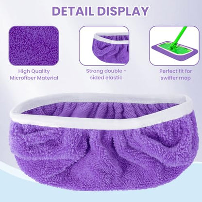 6 Pack Reusable Microfiber Mop Pads - Compatible with Sweeper, Reusable Mop Pads, Washable Dry Cloths & Wet Pads Refill for Hardwood Laminate Tile Floor Cleaning (6, Purple, M) - color: Purple