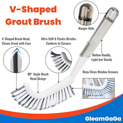 3 Pack Shower Scrub Brush Set – Heavy-Duty Scrub Brushes for Cleaning with Long Handle, Stiff Bristles Grout Brush, Shower Scrubber for Bathroom, Bathtub, Kitchen, Tile, Floor, Grout, Sink & Carpet