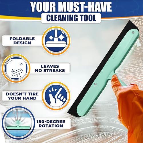 Floor Squeegee - 34.5" Telescoping Squeegee for Window Cleaning with Durable Stainless Steel Blade for Clear Surface Wiping - Suitable for Bathroom Mirrors, Car Windows and Home Surfaces