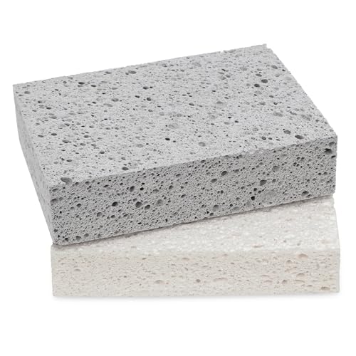Extra Large Dish Sponges Kitchen for Cleaning, Natural Cellulose Sponges Reusable and Biodegradable, Non Scratch Sponge for Dishes Household Use (2-Pack) - color: Grey / White