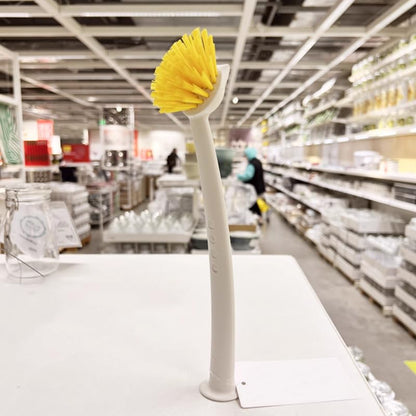 2 Pcs Scrub Brush with Handle 11'' Dish Scrubber Brush Kitchen Sink Brush Long Handle Dish Cleaning Brush for Kitchen Dishes Pot Sink Cleaning,Yellow - color: Yellow