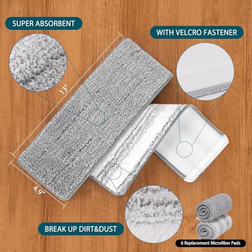 4+4 Pack Mop Replacement Pads Compatible with JOYMOOP Flat Mop or Mop Bucket Set - Microfiber Flat Mop Pads for All 13" X 4.9" Squeeze Flat Floor Mop - Washable Mop Head Replacement - color: 8 Pack