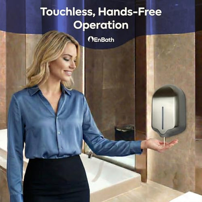 Automatic Soap Dispenser Wall Mount with Extra Large 40oz Capacity & Premium Grade 304 Stainless Steel - Touchless Commercial Hand Soap/Sanitizer Dispenser for Bathrooms (ADA Compliant) by EnBath