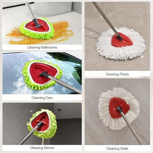 Mop Heads Replacements for Ocedar, Mop Replace Head for o Cedar Easywring 1 Tank, Spin Mop Replacement Head Include 3 Mop Refills Machine Washable Reusable Deep Cleaning and 3 Chenille Mop Pads