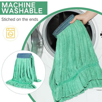 Lallisa 2 Pcs Commercial Mop Head Replacement 18 Oz Tube Microfiber Mop Heads for Floor Cleaning Industrial Mop Heads Looped End Wet Mop Head Refill for Home Commercial Industrial Use (Green) - color: Green