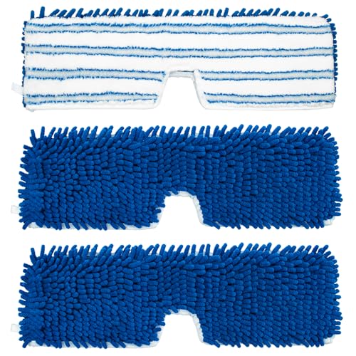 3 Pack Mop Heads Replacements Compatible for Ocedar Dual-Action Microfiber Flip Mop, Double Sided Mop Replace Head Mop Refills with Microfiber & Chenille for Dry Wet Use, Reusable, Machine Washable - color: Bule-white Mop Heads Replacements for Ocedar Dua