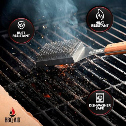 BBQ-AID 2-Pack Wire Grill Brush Replacement Heads, Grill Cleaning Bristle Brush - Screwdriver Included, for 2024 Model Grill Brush and Scraper. No Scratch Cleaning for Any Grill: Char Broil & Ceramic - color: Grill Brush Replacement Head
