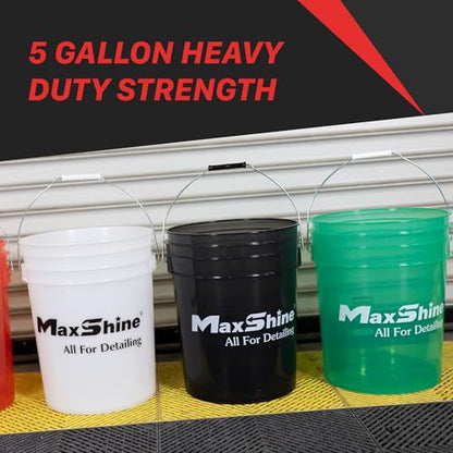 Maxshine 5 Gallon Universal Detailing Bucket (Green) – Car Wash Bucket for Scratch-Free Washing, Garage Storage & Detailing Tools – Holds Soap, Foam Cannon, Microfiber Towels & More - color: 5g Bucket (Green)
