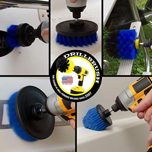 Aquatic All-Purpose Cleaning Brush Set - Medium Stiffness Blue Brushes - Long Reach Extension Attachment Kit - Aquarium Cleaning Products - Fish Tank Cleaner Brushes - Boat Scrub Brush - Hull Scrubber - color: Blue