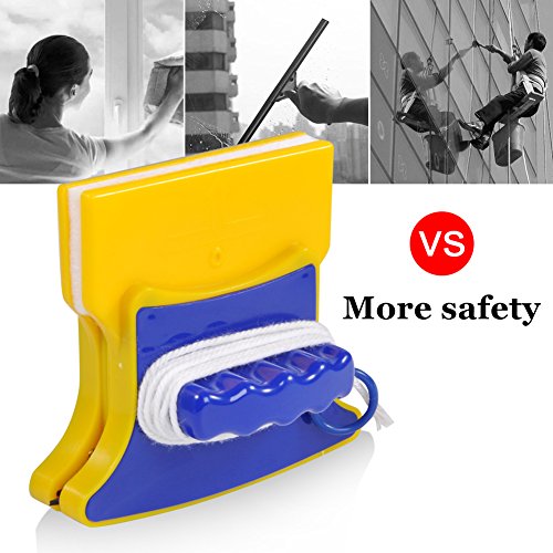 Double Side Magnetic Window Cleaner, Magnet Window Cleaner Tool with 2 Cleaning Cotton for High Rise and Car Glazed Windows