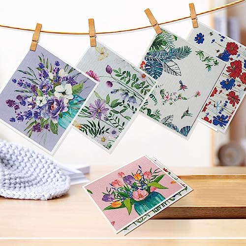 Swedish Kitchen Dish Cloths - 6 Pack Reusable Paper Towels for Counters & Dishes - Eco Friendly Cellulose Sponge Cloth (Flower) - color: L-flower