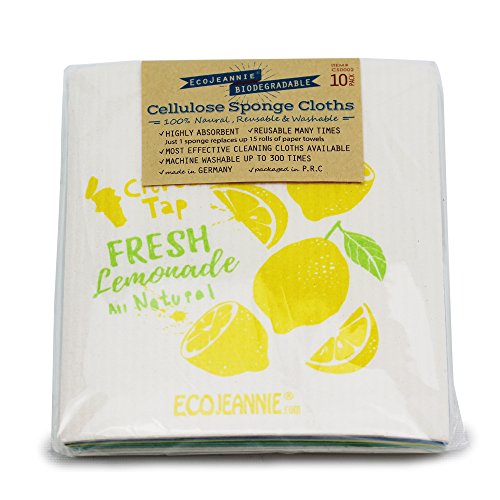 (10 Pack) Eco-Friendly Reusable German Cleaning Cloth 100% Biodegradable Cellulose Sponge Cloths, Kitchen Cloths, GMO-Free, Reusable - Made in Germany Packaged in P.R.C. - size: 10