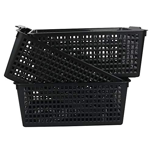 3-pack Plastic Storage Bins Basket For Organizing (Black) - color: Black