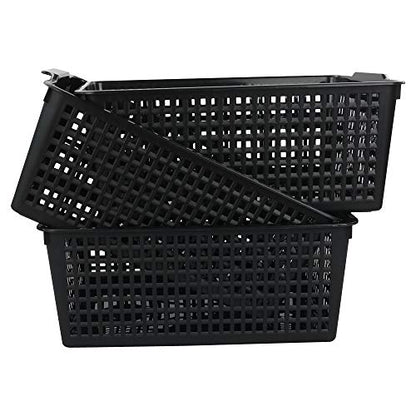 3-pack Plastic Storage Bins Basket For Organizing (Black) - color: Black
