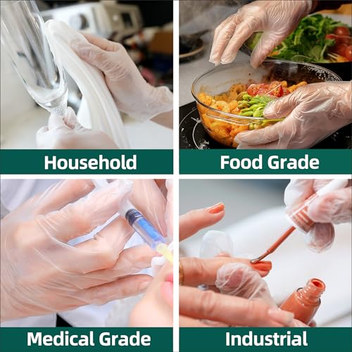 Supmedic Vinyl Disposable Exam Gloves, Clear 4Mil Powder-Free Latex-Free Medical Food-Safe Cooking Cleaning Glove 100&1000 Ct - color: 100 Large (Clear)