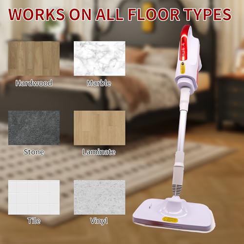Steam Mop and Multifunctional Steam Cleaner | 1500W, 300ml Tank, 3-Level Control, Mop Head Glass Brush Curved Nozzle, For Floor Carpet Tile