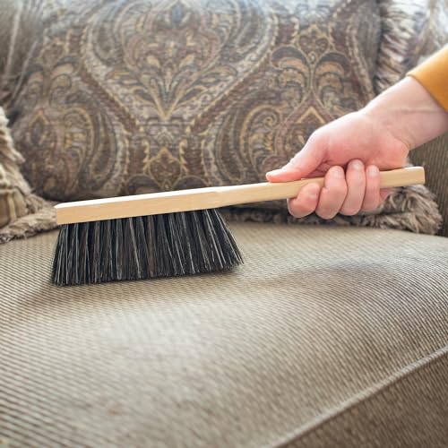 14.2" Hand Broom Soft Bristles Cleaning Brush, Dusting Brush with Wooden Handle, Clothes Brush, Handheld Car Broom, Long Counter Dust Brush, Bench Brush - size: 14.2"