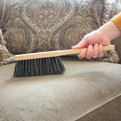 14.2" Hand Broom Soft Bristles Cleaning Brush, Dusting Brush with Wooden Handle, Clothes Brush, Handheld Car Broom, Long Counter Dust Brush, Bench Brush - size: 14.2"