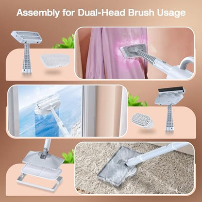 10-in-1 Steam Mop with Detachable Handheld Steamer, Quick 10s Heat-up for Steam Cleaner, 350ml Tank and 2-Level Control for Cleaning Floor, Carpet, Window, BBQ Grill, Tile, Stove, Clothing and Grout - color: Matte White