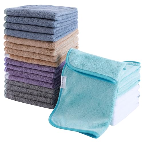 Cosy Family 24 Pack Soft Washcloths Set - 12 x 12 inches, Quick Drying - Highly Absorbent Coral Velvet Fingertip Towel Bathroom Wash Clothes for Bath, Spa, Facial, Kitchen - Warm Color - color: Multi-1, size: Washcloths (Pack of 24)