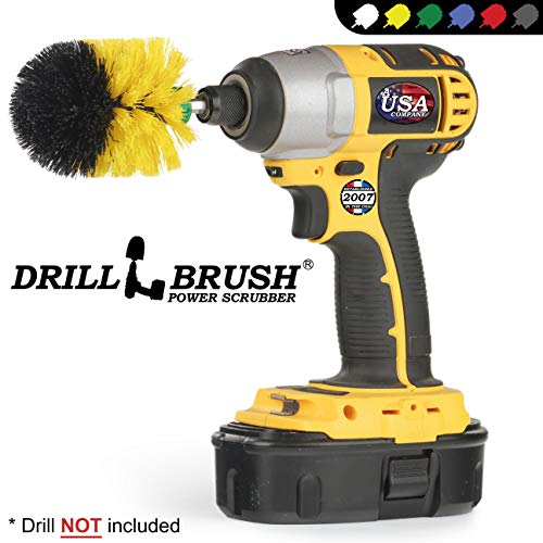 Household Cleaning Supplies - Bathroom Cleaning Accessories - Bath Mat Cleaner - Bathroom Brush - Tile Grout Cleaner - Bathtub Scrub Brush - Sink Cleaner - Toilet Scrubber - Shower Cleaning Brush - color: Yellow