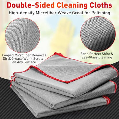 Maxcheck 24 Pack Magic Cleaning Cloth, 16 x 16 Inch Microfiber Glass Cleaning Cloths Reusable Lint Free Microfiber Towels for Kitchen Dish, Windows, Mirror, Glass, Car(Grey) - color: Grey