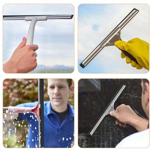 Glass Squeegee Replacement Strips 2pcs Stainless Steel Window Wiper Blade 105cm Sturdy Cleaning Squeegee for Shower Doors and Glass Surfaces
