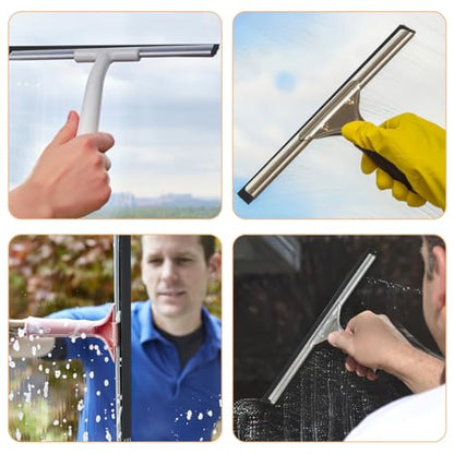 Glass Squeegee Replacement Strips 2pcs Stainless Steel Window Wiper Blade 105cm Sturdy Cleaning Squeegee for Shower Doors and Glass Surfaces