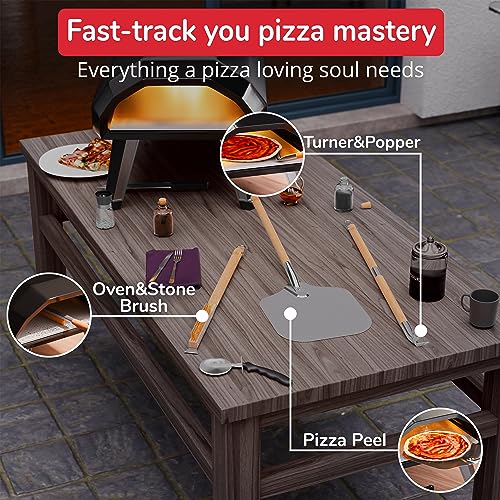 Senwosa Premium Pizza Oven Accessories Kit - 6-Piece Set for Home Pizza Making: Includes Pizza Peel, Oven Brush, Bubble Popper Turner, Rocker Cutter, Dough Roller & Scraper - size: Set of 6