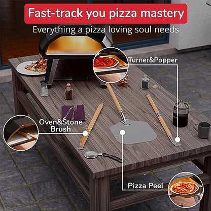 Senwosa Premium Pizza Oven Accessories Kit - 6-Piece Set for Home Pizza Making: Includes Pizza Peel, Oven Brush, Bubble Popper Turner, Rocker Cutter, Dough Roller & Scraper - size: Set of 6