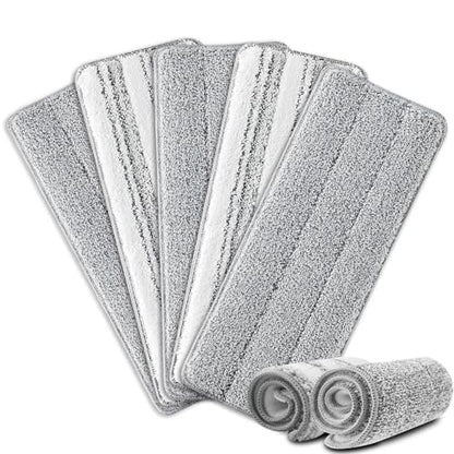 Flat Mop Pads, 5 Pack 13" X 4.9" Flat Mop Microfiber Mop Head/Refill/Pad, Washable Squeeze Cleaning Mop Pads Replacement Heads - White and Grey… - color: 5 Pack - White and Grey