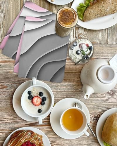 Geometric Pink Hand Towels Set,Waffle Weave Kitchen Towels 2 Pieces,Microfiber Hair Face Bath Tea Towel Absorbent Quick Drying Cleaning Dish Cloths,Abstract Ombre Grey White Modern Art 15.7"x23.6" - color: Pink, size: 2PCS,15.7"x23.6"