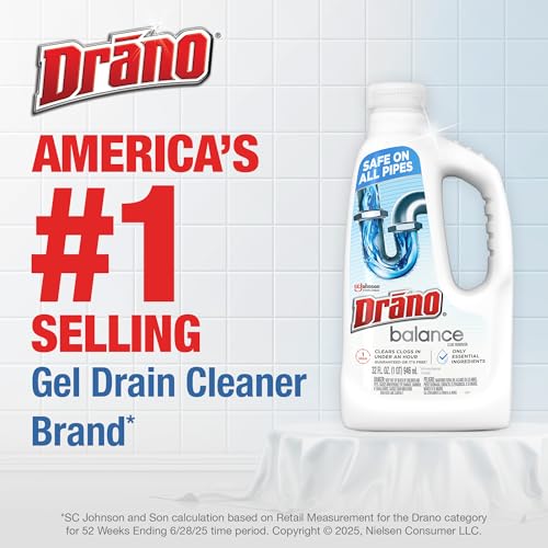 Drano Balance Drain Clog Remover and Cleaner, Non-Corrosive Formula, Safe on All Pipes and Septic Tanks, Formulated Using Only Essential Ingredients, 32 Fl Oz - size: 32 Fl Oz (Pack of 1)