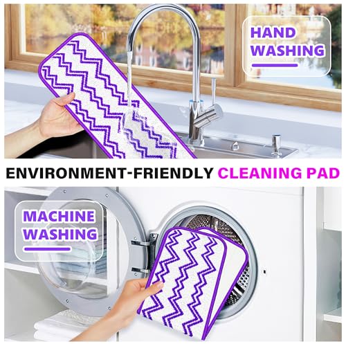 Reusable Mop Pads Compatible with Swiffer PowerMop, Microfiber Mop Pads Replacement Washable Mop Refills Pads for Dry Wet Mop, Spray Mops Pads Floor Mop Head for Hardwood Cleaning, 6 Pack