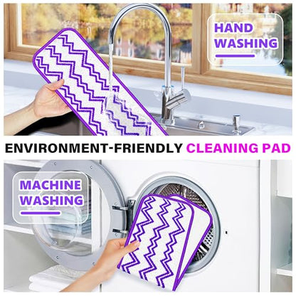 Reusable Mop Pads Compatible with Swiffer PowerMop, Microfiber Mop Pads Replacement Washable Mop Refills Pads for Dry Wet Mop, Spray Mops Pads Floor Mop Head for Hardwood Cleaning, 6 Pack