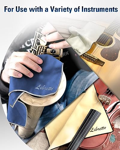Libretto Microfiber Polish Cloth, 3 Useful Sizes in 1 Pack, Violin and Cello Cleaning & Polishing Products, Blue, Lint-Free, Super Soft, Gift, for Piano, Guitar, Ukulele, Trumpet, Saxophone, Laptop - color: blue