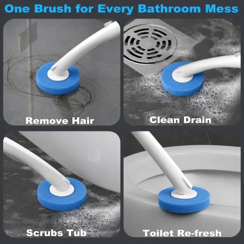 Disposable Toilet Brush, Toilet Bowl Cleaner Brush with 24 Wand Cleaner Refills, Wall Mounted Toilet Brush and Holder Set for Bathroom Deep Cleaning and Hygienic